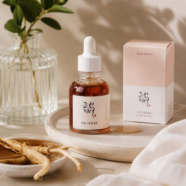 Beauty of Joseon Revive Serum al ginseng e bava di lumaca utilizzato in routine skincare coreana