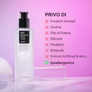 COSRX BHA Blackhead Power Liquid formula ipoallergenica senza parabeni senza siliconi senza glutine skincare coreana
