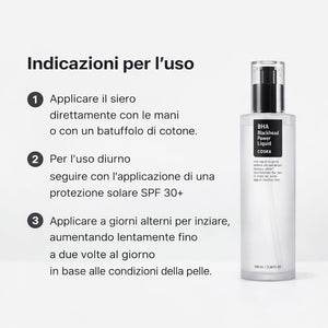 Come usare COSRX BHA Blackhead Power Liquid su pelle pulita 2-3 volte a settimana