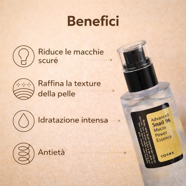 Effetto idratazione e riparazione COSRX essenza viso coreana 100 ml bava di lumaca