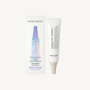 Crema occhi Mary&May Tranexamic Acid + Glutathion con confezione originale, trattamento illuminante e idratante per il contorno occh