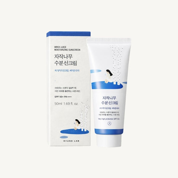 Round Lab Birch Juice Moisturizing Sun Cream SPF50+ PA++++ protezione solare viso coreana con confezione