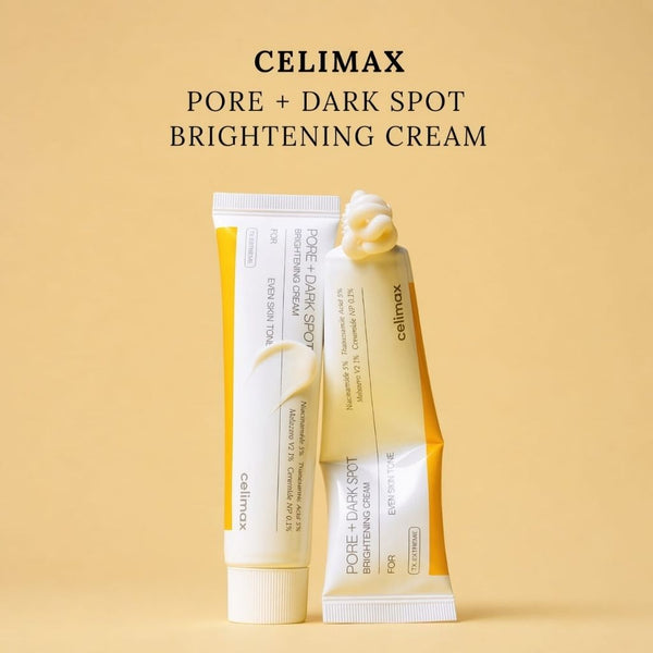 Lifestyle della crema viso Celimax Pore + Dark Spot Brightening, immagine del prodotto in uso nella routine quotidiana di bellezza