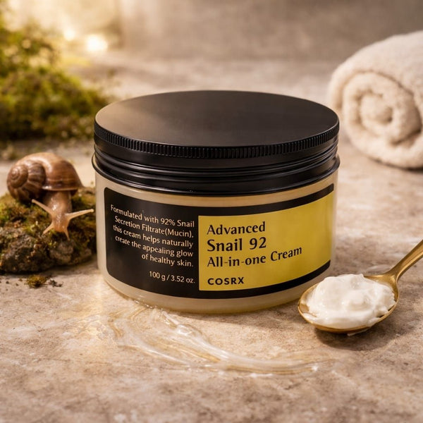 COSRX Advanced Snail 92 All in One Cream 100 g crema viso coreana in ambientazione lifestyle