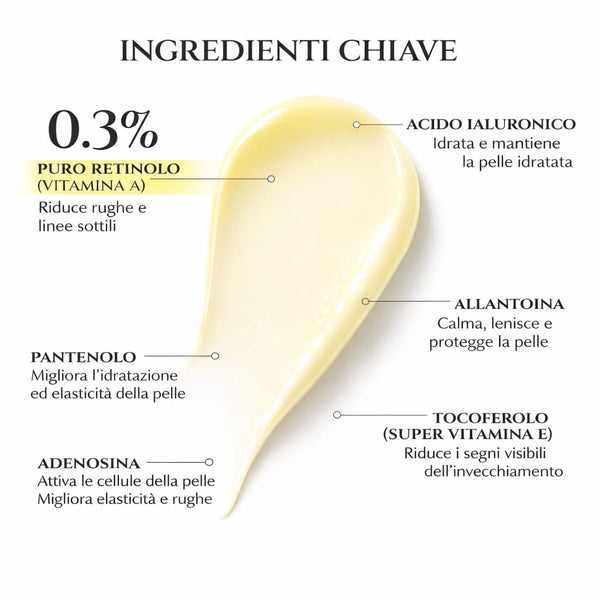 Crema viso coreana COSRX The Retinol 0.3 Cream 20 ml con focus sugli ingredienti per migliorare elasticità e tono della pell