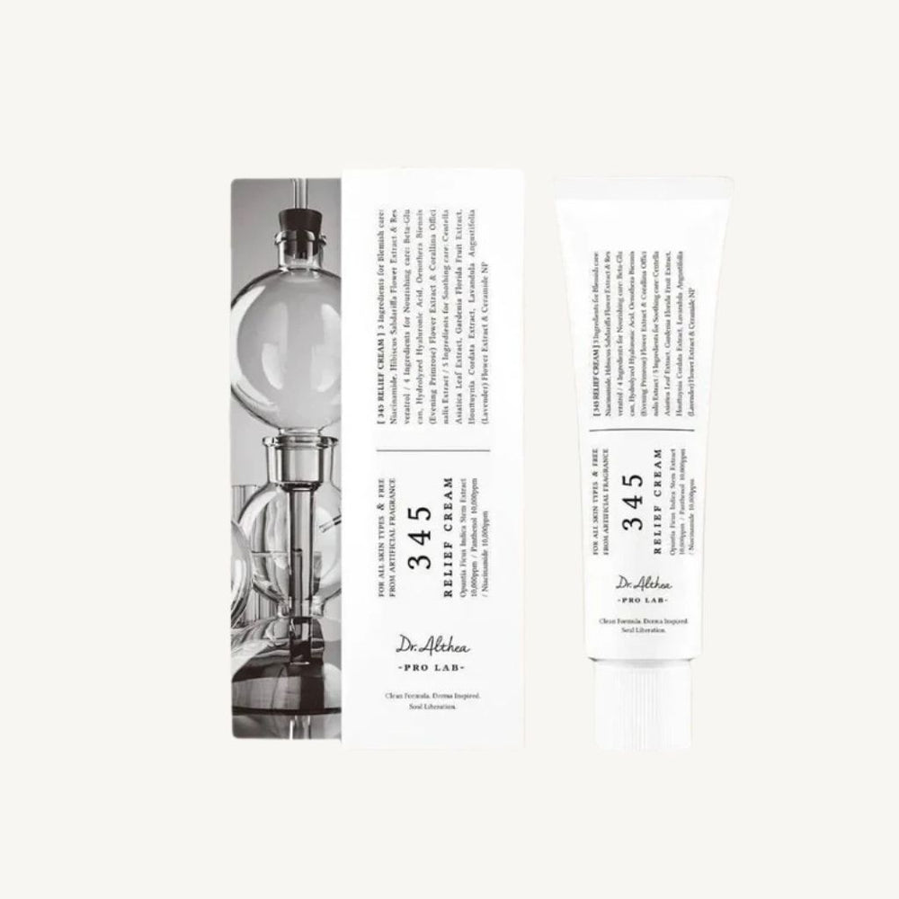 Dr. Althea 345 Relief Cream 50ml, crema viso lenitiva e idratante per pelli sensibili con effetto riequilibrante.