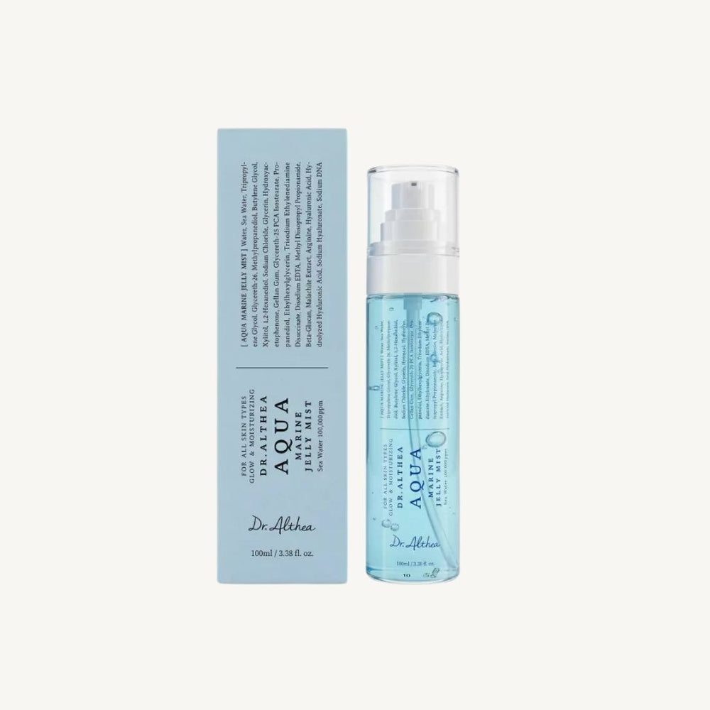 Dr. Althea Aqua Marine Jelly Mist 100 ml, mist viso idratante per rinfrescare la pelle e donarle un aspetto più luminoso e fresco.