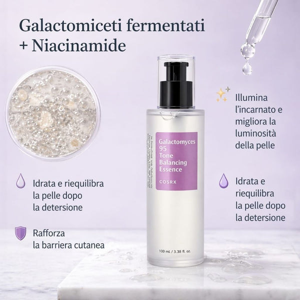 Ingredienti COSRX Galactomyces 95 Tone Balancing Essence essenza viso coreana
