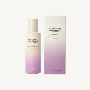 Haruharu Wonder Black Rice Probiotics Barrier Essence 120ml con confezione originale, skincare coreana per protezione e idratazione della pelle