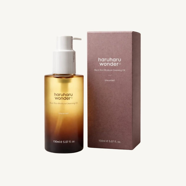 Haruharu Wonder Black Rice Cleansing Oil con confezione originale skincare coreana per pelle morbida