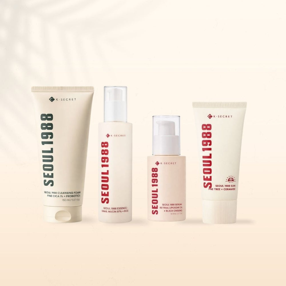 Set best-seller K-SECRET SEOUL 1988, composto da prodotti coreani iconici e amati per una skincare completa ed efficace. Perfetto per una pelle sana, luminosa e curata con i migliori ingredienti