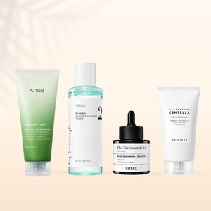 Kit skincare coreana per pelle grassa 4 step routine viso purificante che aiuta a controllare sebo ridurre lucidità e migliorare la texture della pelle per un effetto pulito e opaco naturale