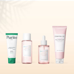 Kit skincare coreana per pelle mista 4 step routine viso equilibrante che aiuta a bilanciare zona T e zone secche, migliorando idratazione e controllo sebo per una pelle uniforme e luminosa