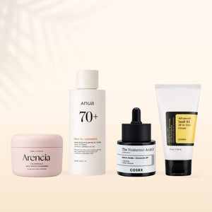 Kit skincare coreana per pelle secca 4 step routine viso idratante nutriente che aiuta a ripristinare la barriera cutanea e la luminosità della pelle