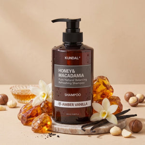 KUNDAL Honey & Macadamia Protein Treatment Amber Vanilla 500ml trattamento capelli coreano nella routine beauty con miele e macadamia per capelli morbidi lucenti e idratati