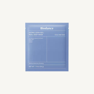 Biodance Hydro Cera-Nol Real Deep Mask 34g x 4pcs, maschera idratante e riparatrice per una pelle più morbida e luminosa.
