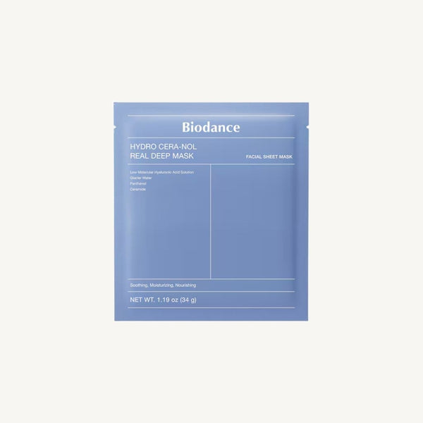 Biodance Hydro Cera-Nol Real Deep Mask 34g x 4pcs, maschera idratante e riparatrice per una pelle più morbida e luminosa.