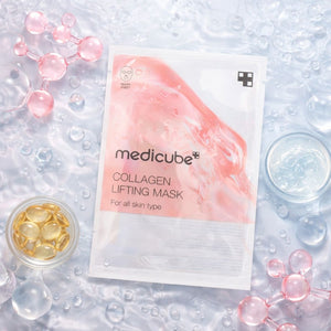 Medicube Collagen Lifting Mask maschera viso coreana in ambientazione lifestyle