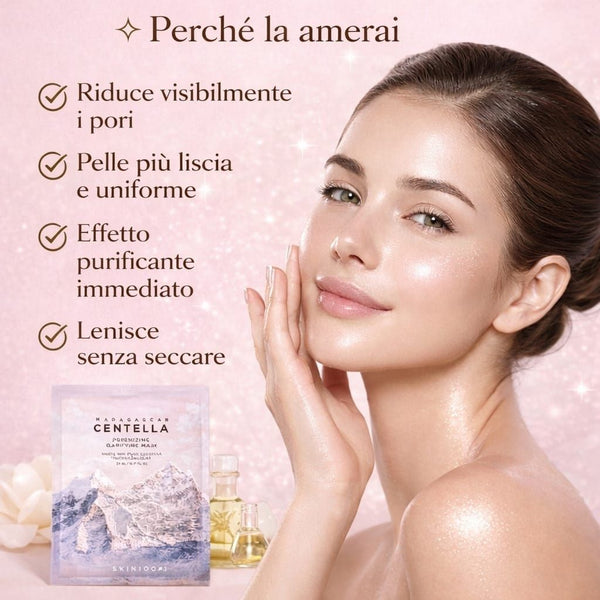 Effetto della maschera viso SKIN1004 Centella Poremizing Clarifying Mask, pelle più liscia, pori meno visibili e incarnato uniforme