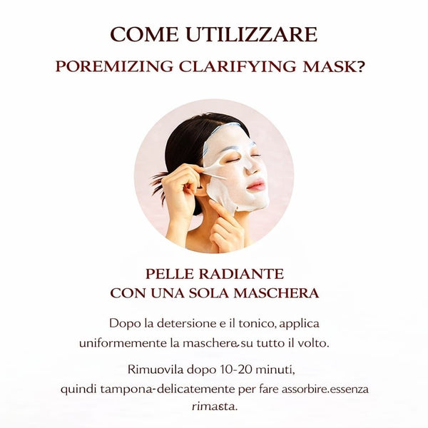 Modo d’uso della maschera viso SKIN1004 Centella Poremizing Clarifying Mask, applicare sul viso, lasciare agire e risciacquare per una pelle più pulita