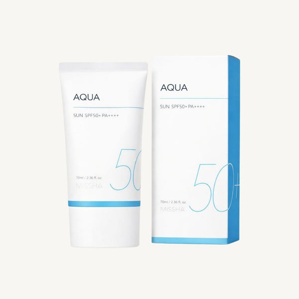 Missha All-Around Safe Block Aqua Sun SPF50+/PA++++ 50 ml con confezione originale, protezione solare leggera e fresca