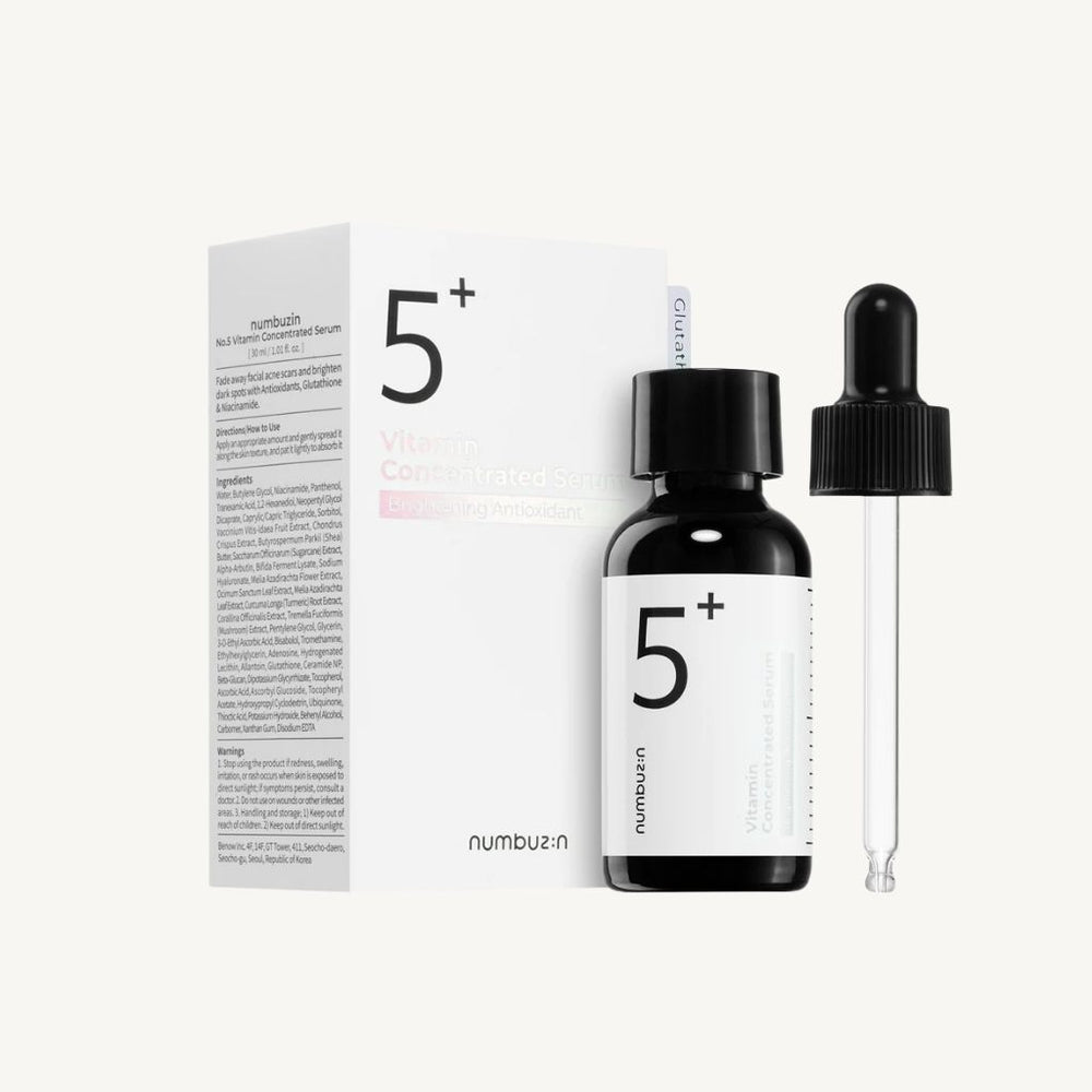 NUMBUZIN No.5+ Glutathione Vitamin Concentrated Serum 30ml, siero viso illuminante con glutatione e vitamine per un incarnato uniforme.