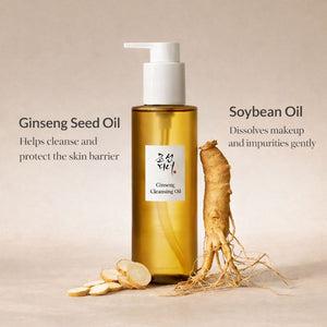 Olio detergente Beauty of Joseon Ginseng Cleansing Oil con ingredienti naturali visibili