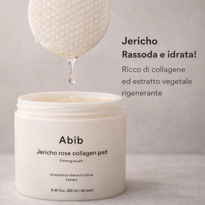 Pad tonificante coreano Abib Jericho Rose Collagen Pad Firming Touch per migliorare elasticità e compattezza della pelle TEXTURE E INGREDIENTI