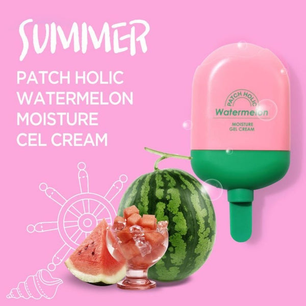 Skincare routine coreana con PATCH HOLIC Watermelon Moisture Gel Cream per una pelle fresca e idratata