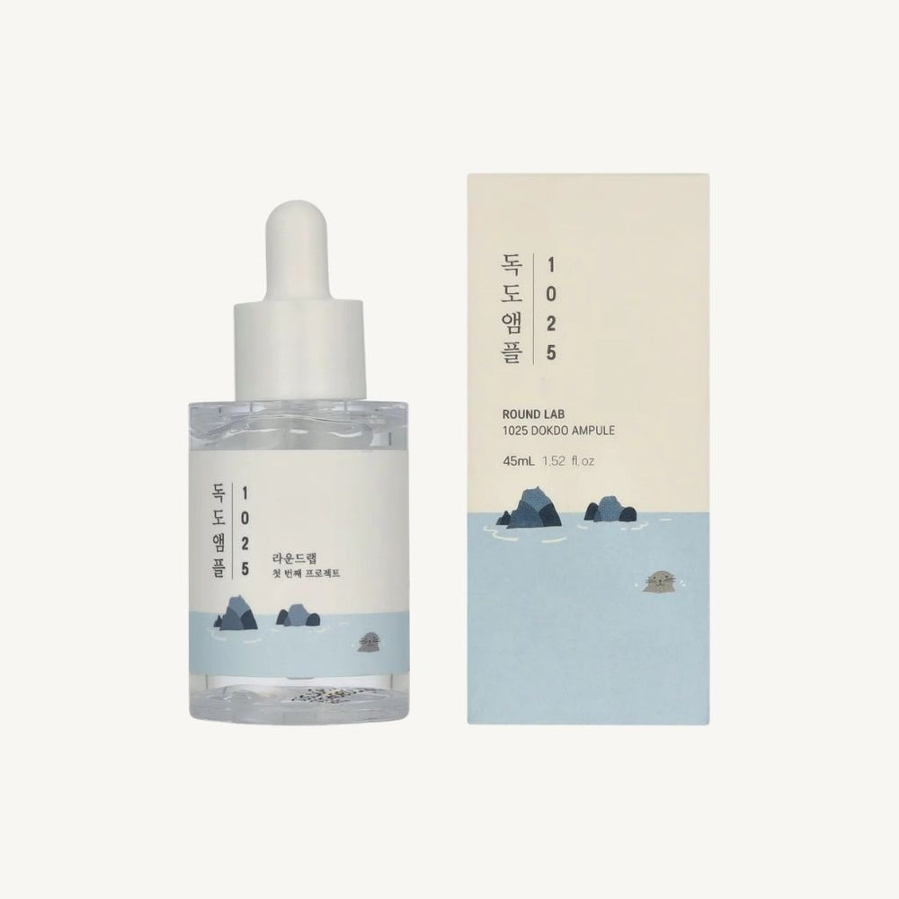 ROUND LAB 1025 Dokdo Ampule Serum 45 ml, siero viso idratante con acqua marina profonda e ceramidi per pelle sensibile.