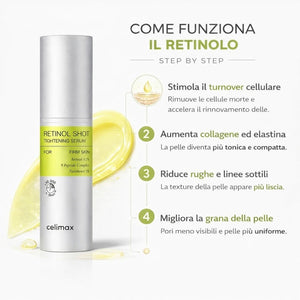 Celimax The Vita A Retinol Shot Serum mostra effetto tonificante e levigante sulla pelle