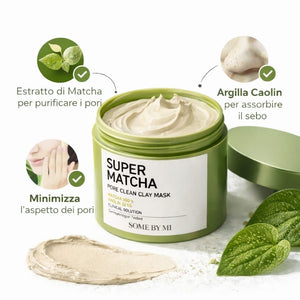 SOME BY MI Super Matcha Pore Clean Clay Mask 100 g effetto purificante per rimuovere impurità e ridurre i pori