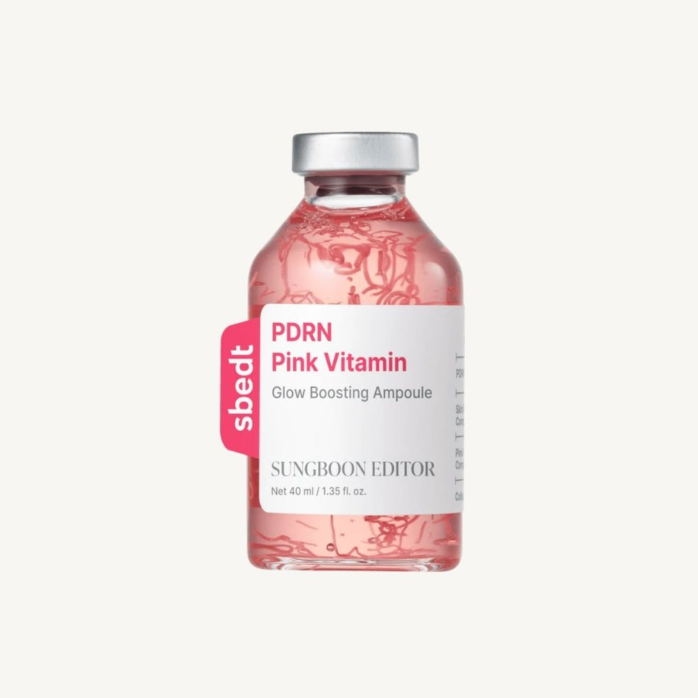 Sungboon Editor PDRN Pink Vitamin Glow Boosting Ampoule 40ml, ampoule viso illuminante con PDRN e vitamine per una pelle radiosa.