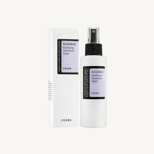 Tonico viso COSRX AHA BHA con confezione originale per skincare esfoliante