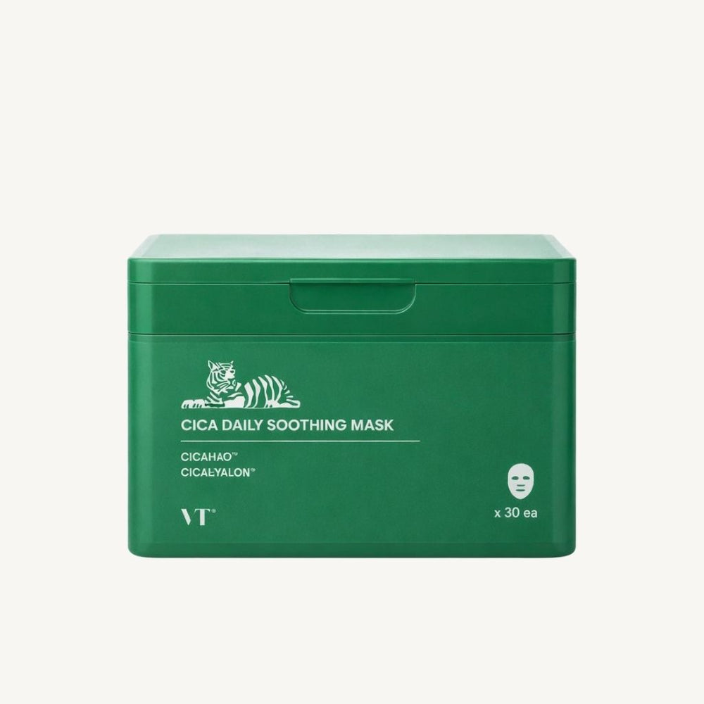 Maschera viso coreana VT Cosmetics Cica Daily Soothing Mask 30 pezzi per pelle lenita e rigenerata