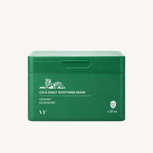 Maschera viso coreana VT Cosmetics Cica Daily Soothing Mask 30 pezzi per pelle lenita e rigenerata