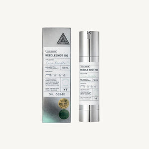 VT Cosmetics Reedle Shot 100 50 ml con confezione originale, siero innovativo che migliora la texture della pelle e favorisce un aspetto più levigato e sano.
