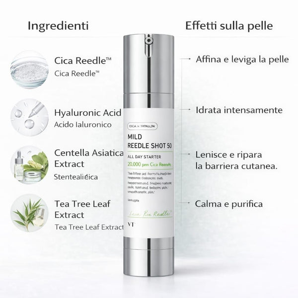 Ingredienti VT Cosmetics Reedle Shot 50 siero coreano concentrato per pelle idratata e luminosa
